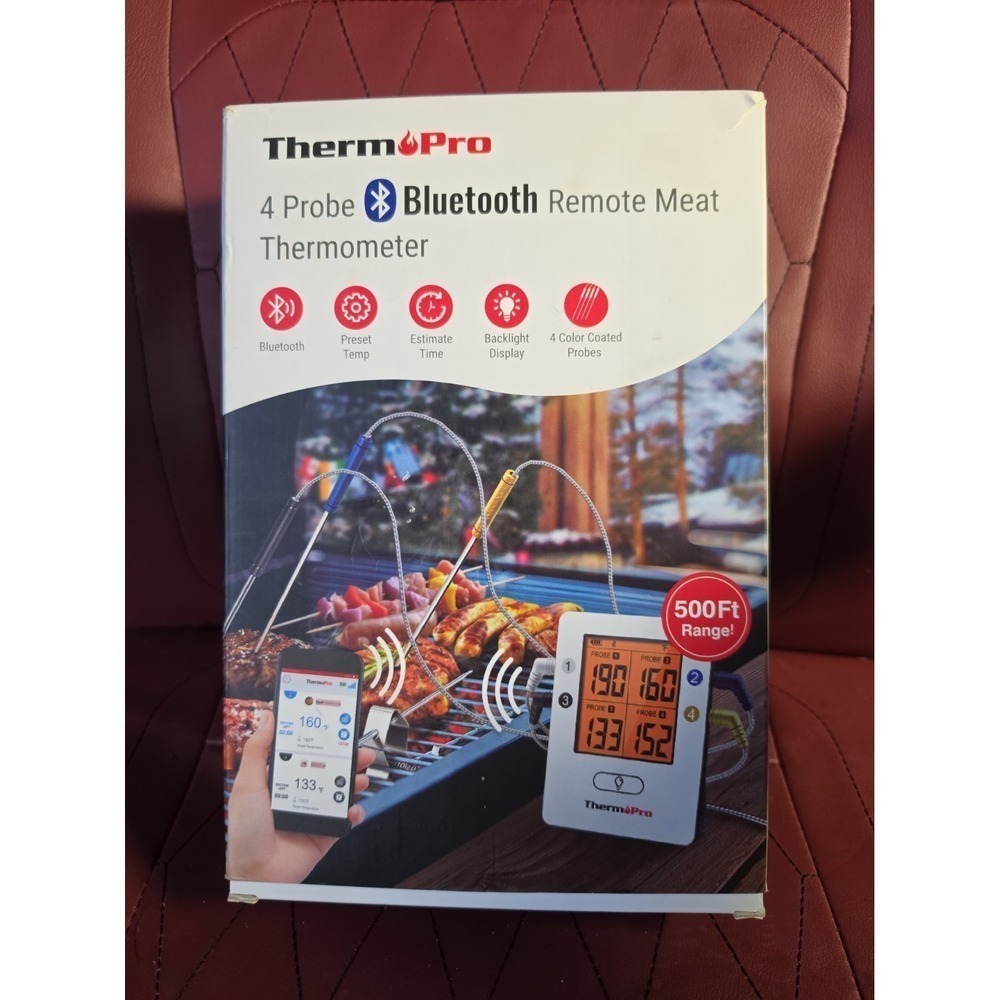 THERMOPRO 4 PROBE BLUETOOTH REMOTE BARBECUE GRILL MEAT THERMOMETER (TP-25) NEW